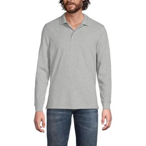 Lands’ End School Uniform Young Men’s Long Sleeve Mesh Polo Shirt(Gray Heather)