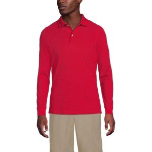 Lands’ End School Uniform Young Men’s Long Sleeve Mesh Polo Shirt(Red)