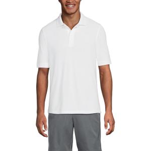 Lands’ End School Uniform Young Men’s Short Sleeve Mesh Polo Shirt(White)