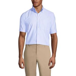 Lands’ End School Uniform Young Men’s Short Sleeve Oxford Dress Shirt(Blue)