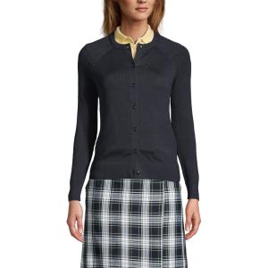 Lands’ End School Uniform Young Women’s Cotton Modal Cardigan Sweater(Black)