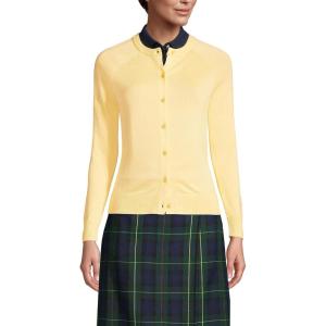 Lands’ End School Uniform Young Women’s Cotton Modal Cardigan Sweater(Maize)