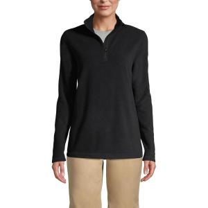 Lands’ End School Uniform Young Women’s Lightweight Fleece Quarter Zip Pullover(Black)