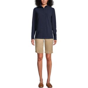 Lands’ End School Uniform Young Women’s Lightweight Fleece Quarter Zip Pullover(Classic Navy)
