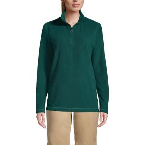 Lands’ End School Uniform Young Women’s Lightweight Fleece Quarter Zip Pullover(Evergreen)