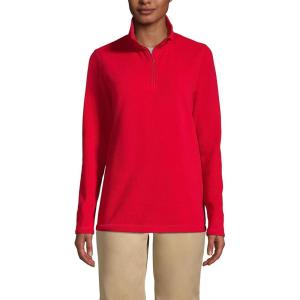 Lands’ End School Uniform Young Women’s Lightweight Fleece Quarter Zip Pullover(Red)