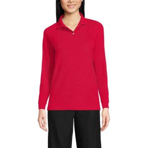 Lands’ End School Uniform Young Women’s Long Sleeve Mesh Polo Shirt(Red)