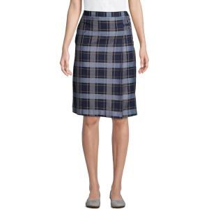 Lands’ End School Uniform Young Women’s Plaid A-line Skirt Below The Knee(Classic Navy Plaid)