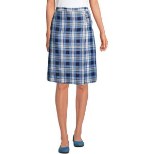 Lands’ End School Uniform Young Women’s Plaid A-line Skirt Below The Knee(Clear Blue Plaid)