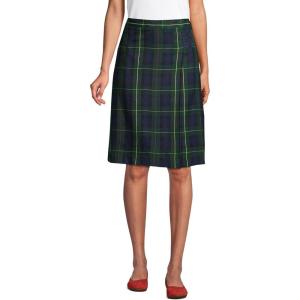 Lands’ End School Uniform Young Women’s Plaid A-line Skirt Below The Knee(Hunter/Classic Navy Plaid)