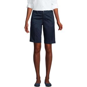 Lands’ End School Uniform Young Women’s Plain Front Blend Chino Shorts(Classic Navy)