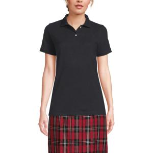 Lands’ End School Uniform Young Women’s Short Sleeve Mesh Polo Shirt(Black)