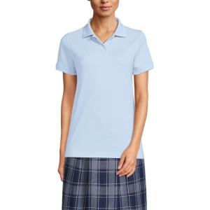 Lands’ End School Uniform Young Women’s Short Sleeve Mesh Polo Shirt(Blue)