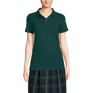 Lands’ End School Uniform Young Women’s Short Sleeve Mesh Polo Shirt(Evergreen)