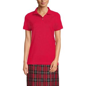 Lands’ End School Uniform Young Women’s Short Sleeve Mesh Polo Shirt(Red)