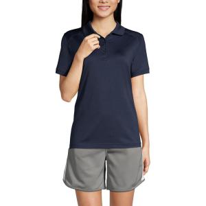Lands’ End School Uniform Young Women’s Short Sleeve Rapid Dry Polo Shirt(Classic Navy)
