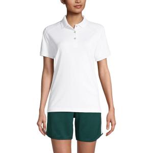 Lands’ End School Uniform Young Women’s Short Sleeve Rapid Dry Polo Shirt(White)