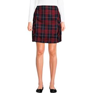 Lands’ End School Uniform Young Women’s Side Pleat Plaid Skort Above The Knee(Classic Navy Large Plaid)
