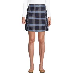 Lands’ End School Uniform Young Women’s Side Pleat Plaid Skort Above The Knee(Classic Navy Plaid)