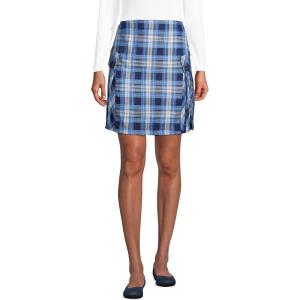Lands’ End School Uniform Young Women’s Side Pleat Plaid Skort Above The Knee(Clear Blue Plaid)