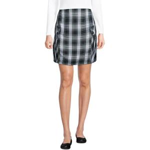 Lands’ End School Uniform Young Women’s Side Pleat Plaid Skort Above The Knee(White Plaid)