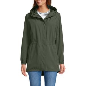 Lands’ End Squall Packable Waterproof Raincoat(Rich Olive Green)