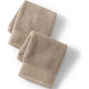 Lands’ End Turkish Luxe Towel Classic Khaki Washcloth Set(Classic Khaki)