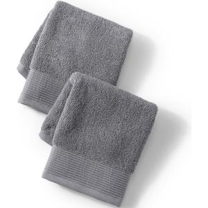 Lands’ End Turkish Luxe Towel Classic Khaki Washcloth Set(Rich Steel)