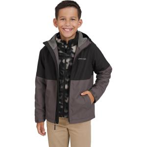 Lands’ End Unisex Kids 3-in-1 Water Resistant Windbreaker and Zip-out Polar Fleece Jacket(Smoked Pearl)