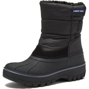 Lands’ End Waterproof Kids Snow Boots – Insulated Warm Fleece Lined Winter Boots for Toddlers, Girls & Boys Size 5-10 Toddler or 11-7 Little or Big Kid(Black)