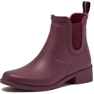 Lands’ End Waterproof Rain Boots for Women, Comfortable Ankle Chelsea Boots Women, Burgundy or Black Womens Rain Boots Size 6 to 11(Royal Burgundy)