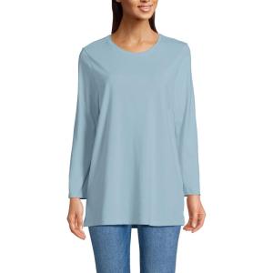 Lands’ End Women’s 3/4 Sleeve Supima Cotton Crewneck Tunic(Light Blue Sky)