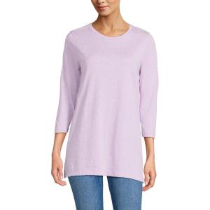 Lands’ End Women’s 3/4 Sleeve Supima Cotton Crewneck Tunic(Light Violet Heather)