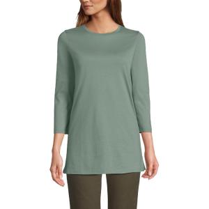 Lands’ End Women’s 3/4 Sleeve Supima Cotton Crewneck Tunic(Lily Pad Green)