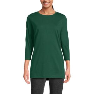 Lands’ End Women’s 3/4 Sleeve Supima Cotton Crewneck Tunic(Pine Valley)