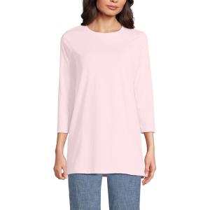 Lands’ End Women’s 3/4 Sleeve Supima Cotton Crewneck Tunic(Pink Fog)