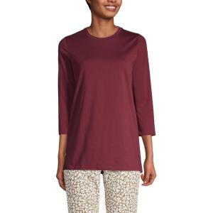 Lands’ End Women’s 3/4 Sleeve Supima Cotton Crewneck Tunic(Rich Burgundy)