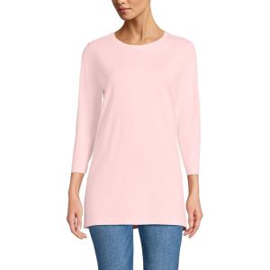Lands’ End Women’s 3/4 Sleeve Supima Cotton Crewneck Tunic(Sea Salt Pink)
