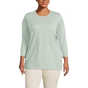 Lands’ End Women’s 3/4 Sleeve Supima Cotton Crewneck Tunic(Washed Sage)