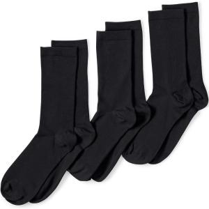 Lands’ End Women’s 3-Pack Seamless Toe Solid Crew Socks(Black)