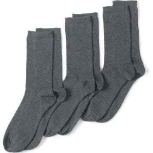 Lands’ End Women’s 3-Pack Seamless Toe Solid Crew Socks(Charcoal Heather)