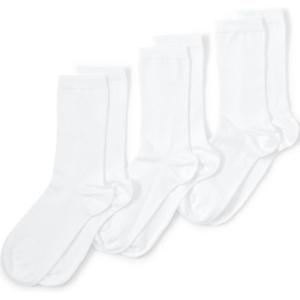 Lands’ End Women’s 3-Pack Seamless Toe Solid Crew Socks(White)