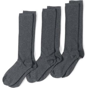 Lands’ End Women’s 3-Pack Seamless Toe Solid Trouser Socks(Charcoal Heather)
