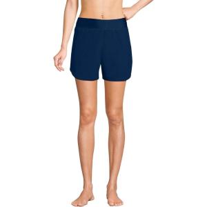Lands’ End Women’s 5″ Quick Dry Elastic Waist Board Shorts Swim Cover-up Shorts with Panty(Deep Sea Navy)
