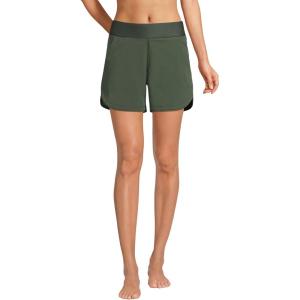 Lands’ End Women’s 5″ Quick Dry Elastic Waist Board Shorts Swim Cover-up Shorts with Panty(Rich Olive Green)