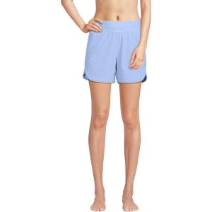 Lands’ End Women’s 5″ Quick Dry Elastic Waist Board Shorts Swim Cover-up Shorts with Panty(Soft Cloud Blue)