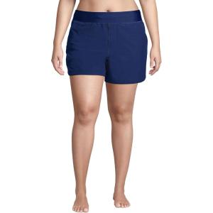 Lands’ End Women’s 5″ Quick Dry Elastic Waist Board Shorts Swim Cover-up Shorts(Deep Sea Navy)