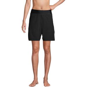 Lands’ End Women’s 9″ Quick Dry Elastic Waist Modest Board Shorts Swim Cover-up Shorts with Panty(Black)