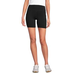 Lands’ End Women’s Active High Impact 7″ Pocket Bike Shorts(Black)