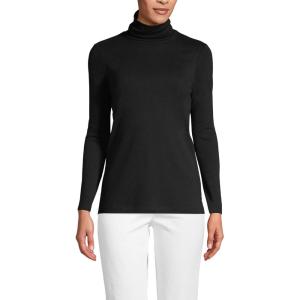 Lands’ End Women’s American-Grown Supima Cotton Fitted Long Sleeve Turtleneck(Black)